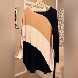 INC International Concepts Tan Black & White Sweater